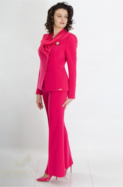 Oryginalne spodnium damskie w kolorze amarant. Polski producent luksusowej odzieży damskiej De Marco